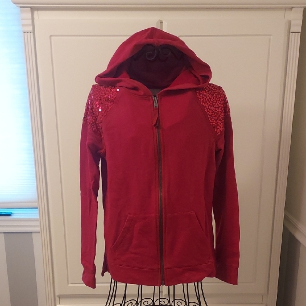 NWOT Women's Red Hoodie with Sequin Details